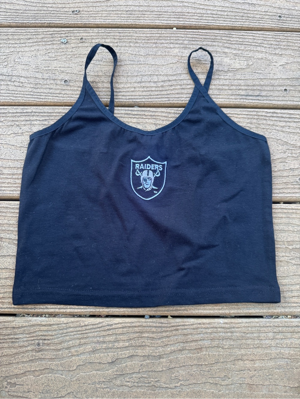 Rosio Black Las Vegas Raiders Graphic Crop Tank Top